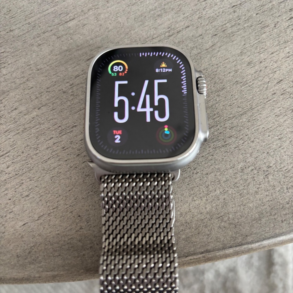 Apple Watch Ultra 2 49mm with Titanium Milanese Loop Band + Professional Band - Picture 4 of 5